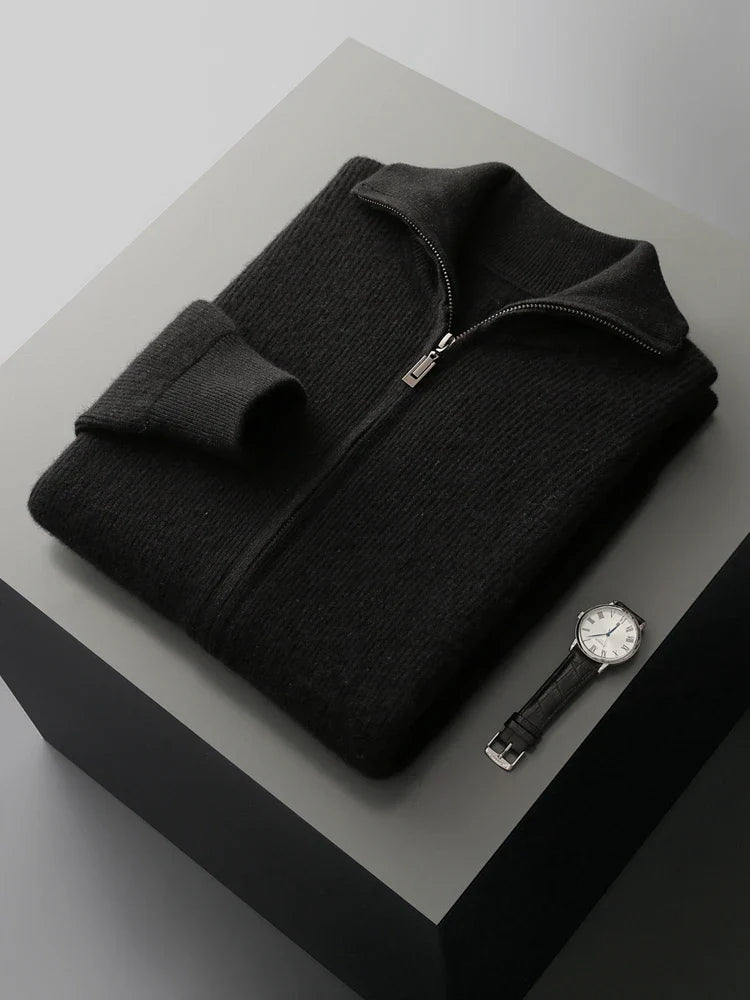 Gravenwald Drake Luxury Cashmere Zip Cardigan - Premium Men's Knitwear