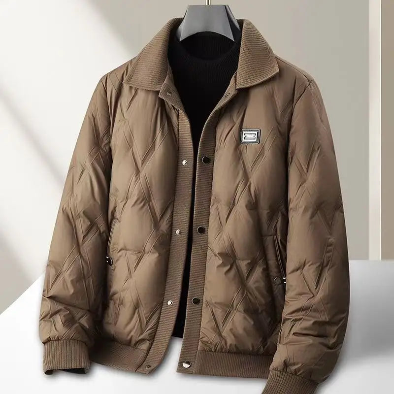 Gravenwald Reid Quilted Bomber Jacket: Lightweight Duck Down, Diamond Pattern, Ribbed Trims