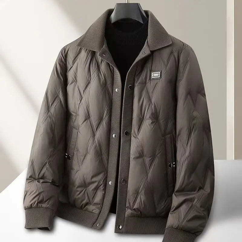 Gravenwald Reid Quilted Bomber Jacket: Lightweight Duck Down, Diamond Pattern, Ribbed Trims